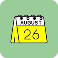 26: e av augusti fylld gul ikon vektor
