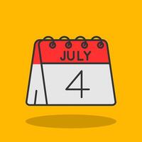 4:e av juli fylld skugga ikon vektor