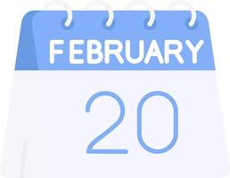 20:e av februari platt ljus ikon vektor