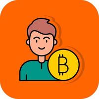 bitcoin fylld orange bakgrund ikon vektor