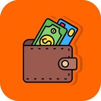 Brieftasche gefüllt Orange Hintergrund Symbol vektor