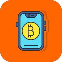 Bitcoin gefüllt Orange Hintergrund Symbol vektor