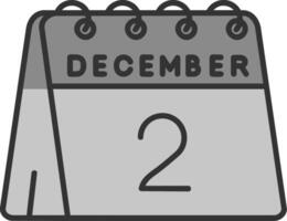2:a av december linje fylld gråskale ikon vektor