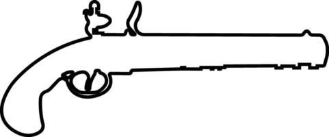 pistol ikon i linje från armén och krig isolerat på symbol vektor för appar och hemsida. pistol, gevär, revolver för vild väst begrepp, polis officer ammunition eller militär vapen.