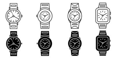 Armbanduhr. Vektor Sammlung von Uhr Symbol Illustrationen. schwarz Symbol Design.