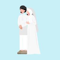 flache illustration des muslimischen hochzeitspaares vektor