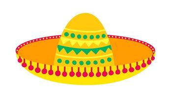 eben Mexikaner Sombrero mit Dekor Vektor Abbildung. Vektor Mexikaner Hut zum Fiesta Party isoliert