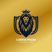 lejon guld logotyp design vektor mall