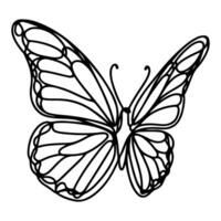 ai genererad fjäril konturer klotter silhuetter element vektor illustration på vit bakgrund ett kontinuerlig svart linje hand teckning av monark fjäril flygande