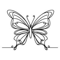 ai generiert Schmetterling Konturen Gekritzel Silhouetten Element Vektor Illustration auf Weiß Hintergrund einer kontinuierlich schwarz Linie Hand Zeichnung von Monarch Schmetterling fliegend