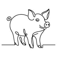 ai generiert Hand zeichnen schwarz skizzieren groß Fett Schwein Vektor Illustration isoliert auf Weiß Hintergrund