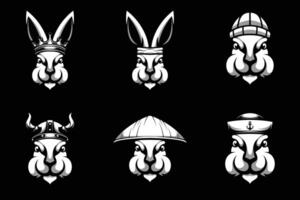 kaniner bunt svart och vit vektor