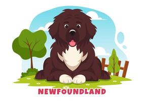 newfoundland hund djur vektor illustration med svart, brun eller landseer Färg i platt stil söt tecknad serie natur bakgrund design