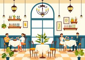 Spanisch Restaurant Vektor Illustration mit verschiedene von Essen Speisekarte traditionell Gericht typisch Rezept und Küche im eben Karikatur Hintergrund Design