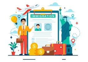 Einwanderung Berater Vektor Illustration mit Beratung Hilfe zum zur Verfügung stellen Rat zu Menschen Wer werden machen das Bewegung im eben Hintergrund