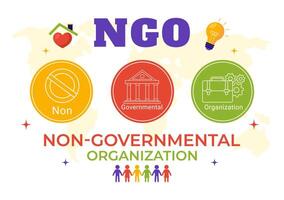 ngo eller icke-statliga organisation vektor illustration till tjäna specifika social och politisk behov i platt tecknad serie bakgrund