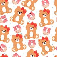 süß nahtlos Muster Karikatur Bär mit süß Nachtisch. Tier Hintergrund zum Kinder, Textil, Stoff drucken, Geschenk wickeln Papier vektor