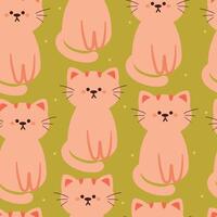 sömlös mönster tecknad serie katter. söt djur- tapet illustration för gåva slå in papper vektor