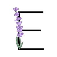 Lavendel blühen violett wenig Blume Alphabet zum Design von Karte oder Einladung. Vektor Illustrationen, isoliert auf Weiß Hintergrund zum Sommer- Blumen- gesign