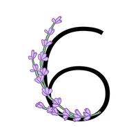 Lavendel blühen violett wenig Blume Alphabet zum Design von Karte oder Einladung. Vektor Illustrationen, isoliert auf Weiß Hintergrund zum Sommer- Blumen- gesign