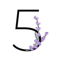 Lavendel blühen violett wenig Blume Alphabet zum Design von Karte oder Einladung. Vektor Illustrationen, isoliert auf Weiß Hintergrund zum Sommer- Blumen- gesign