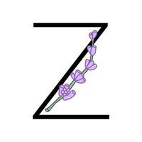 Lavendel blühen violett wenig Blume Alphabet zum Design von Karte oder Einladung. Vektor Illustrationen, isoliert auf Weiß Hintergrund zum Sommer- Blumen- gesign