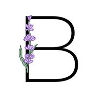lavendel- blomma violett liten blomma alfabet för design av kort eller inbjudan. vektor illustrationer, isolerat på vit bakgrund för sommar blommig gesign