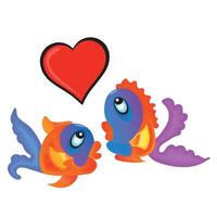 Illustration von zwei Fisch fallen im Liebe Vektor Kunst Design