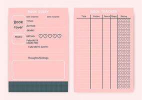 Buch Tracker Vorlage zum Fiktion Leser. lesen planen. Vektor. vektor