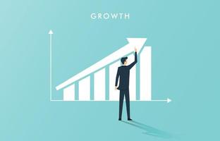 Geschäftswachstumskonzept mit Aufwärtspfeildiagramm, Symbol für Erfolg und Leistung vektor