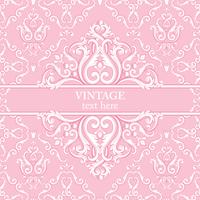 Mall kort med abstrakt barock kunglig bakgrund i rosa och vita färger.