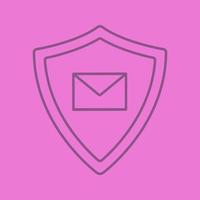 Lineares Symbol für E-Mail-Sicherheit. SMS-Nachricht im Schutzschild. Spamschutz. dünne Linie Umrisssymbole auf farbigem Hintergrund. Vektor-Illustration vektor