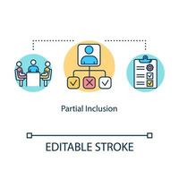 Konzeptsymbol für teilweise Inklusion. Teamarbeit unterrichtet. spezielles Studienprogramm. inklusive bildungsidee dünne linie illustration. Vektor isoliert Umriss RGB-Farbzeichnung. bearbeitbarer Strich