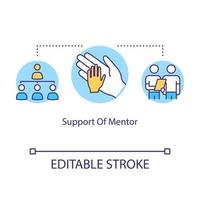 Unterstützung des Mentorkonzeptsymbols. Anleitung und Hilfe der Lehrer. Coaching und Training. unterrichtsidee dünne linie illustration. Vektor isoliert Umriss RGB-Farbzeichnung. bearbeitbarer Strich