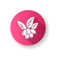 Jojoba rosa flaches Design lange Schatten Glyphe Symbol. Früchte mit Blättern. Botanik. brasilianische exotische Pflanze. Wunderfrucht. osmetische Ölproduktion. Silhouette RGB-Farbabbildung vektor