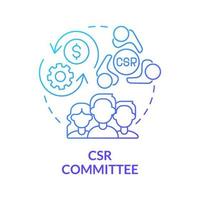 csr kommitté blå gradient koncept ikon. styrelsen abstrakt idé tunn linje illustration. företagens sociala ansvar. Finansförvaltning. vektor isolerade kontur färgritning.