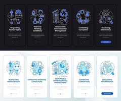 csr gibt Tag und Nacht beim Onboarding der mobilen App-Seite aus. exemplarische 5 Schritte grafische Anweisungen mit Konzepten. ui, ux, gui-Vektorvorlage mit linearen Nacht- und Tagmodus-Illustrationen vektor