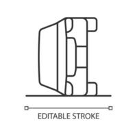 Lineares Symbol für Fahrzeugüberschlag. Auto kippt auf die Seite. auffälliges Hindernis in der Fahrbahn. dünne Linie anpassbare Illustration. Kontursymbol. Vektor isolierte Umrisszeichnung. bearbeitbarer Strich
