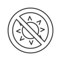 förbjudet tecken med solen linjär ikon. inget ljusförbud. tunn linje illustration. stoppkontursymbol. vektor isolerade konturritning