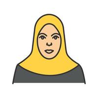 muslimsk kvinna färgikon. islamisk kultur. hijab. isolerade vektor illustration