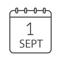 kunskapsdagen linjär ikon. höstlov kontur symbol. kalender. första dagen i september tunn linje illustration. vektor isolerade konturritning