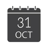 Halloween Datum Glyphe Symbol. letzter Tag im Oktober. Weltspartag. einunddreißigsten Oktober. Silhouette-Symbol. negativen Raum. isolierte Vektorgrafik vektor