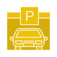 Parkplatz Glyphe Farbsymbol. automatischer Schuppen. Silhouette-Symbol auf weißem Hintergrund. negativen Raum. Vektor-Illustration vektor