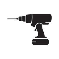 Akku-Bohr-Glyphe-Symbol. Silhouette-Symbol. elektronischer Schraubenzieher. negativen Raum. isolierte Vektorgrafik vektor