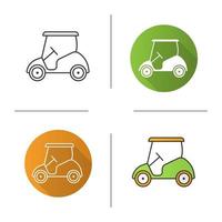 golfbil ikon. platt design, linjära och färgstilar. isolerade vektorillustrationer vektor