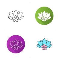 spa salong blommor ikon. platt design, linjära och färgstilar. aromaterapi lotus och plumeria. isolerade vektorillustrationer vektor