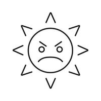 wütendes Sonnenlächeln lineares Symbol. schlechte Laune dünne Linie Abbildung. Emoticon-Kontursymbol. gerunzeltes Sonnengesicht. Vektor isolierte Umrisszeichnung