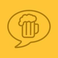 Lineares Symbol für Bierbestellung. Danke schön. Chatbox mit Bierglas im Inneren. dünne Linie Umrisssymbole auf farbigem Hintergrund. Vektor-Illustration vektor