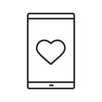 Lineares Symbol für die Smartphone-Dating-App. dünne Linie Abbildung. Smartphone mit Herzform-Kontursymbol. Vektor isolierte Umrisszeichnung