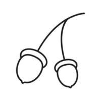 Lineares Symbol für den Eichenfruchtzweig. dünne Linie Abbildung. Eicheln Kontursymbol. Vektor isolierte Umrisszeichnung